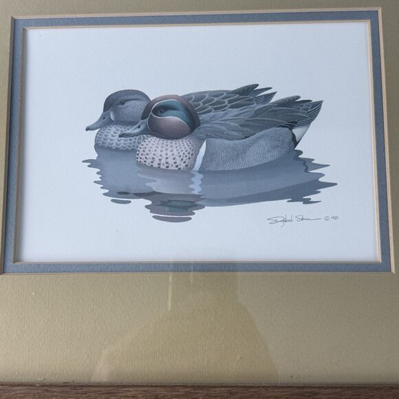 Richard Sloan Duck Prints Set Of 2 Vintage 1981 13x16 Plastic Panel Wood Frames - Picture 3 of 10